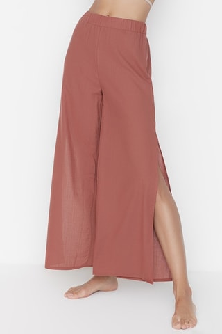 Pantalon palazzo taille haute - Rouge brique