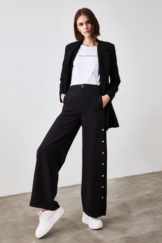Pantalon wide legs taille haute - Noir