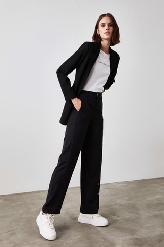 Pantalon wide legs taille haute - Noir