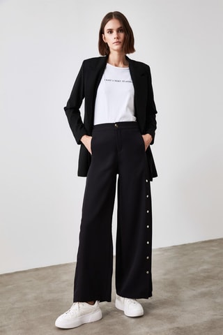 Pantalon wide legs taille haute - Noir