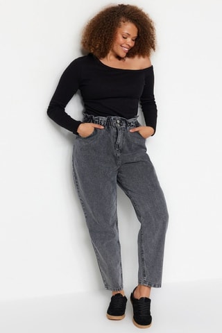 Jean mom taille haute - Gris