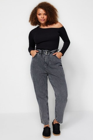 Jean mom taille haute - Gris