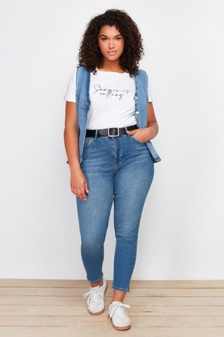 Jean skinny taille haute - Bleu foncé