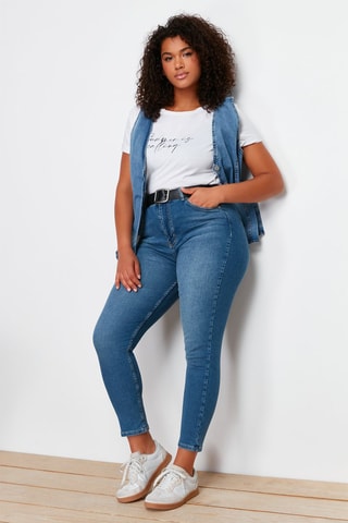 Jean skinny taille haute - Bleu foncé