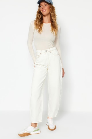 Jean mom - Blanc