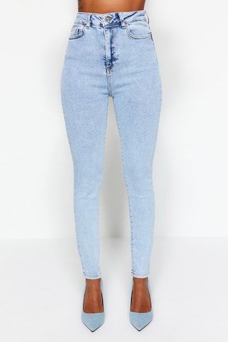 Jean skinny taille haute - Bleu