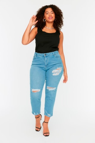 Jean slim 7/8 taille haute - Bleu clair