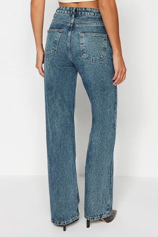 Jean wide legs taille haute - Bleu