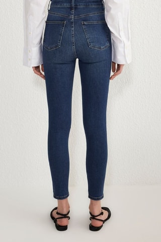 Jean skinny taille haute - Bleu foncé