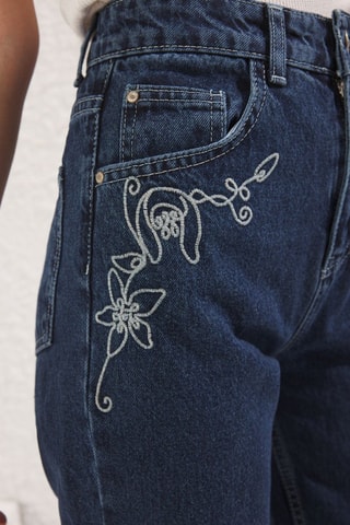 Jean wide legs taille haute - Bleu marine