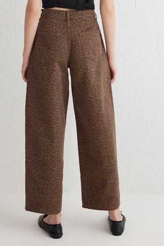 Jean regular taille haute - Marron et noir