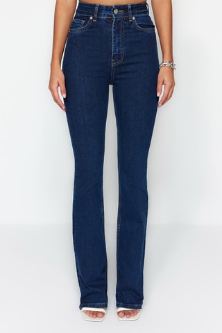 Jean flare taille haute - Bleu