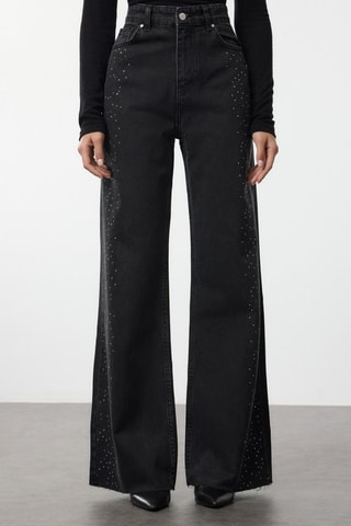 Jean wide legs taille haute - Noir