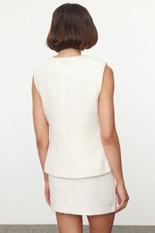 Veste sans manches en tweed - Blanc