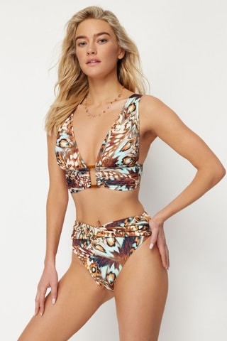 Bas de maillot taille haute - Marron