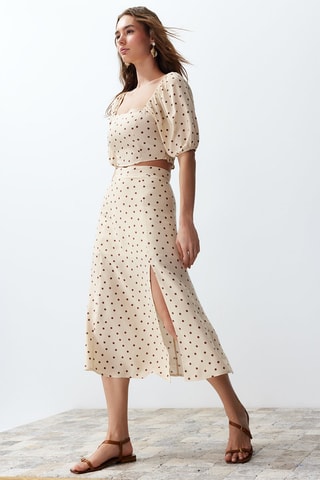 Top et jupe midi taille haute - Beige