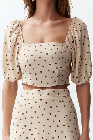Top et jupe midi taille haute - Beige