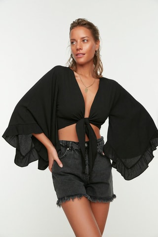 Crop top noué - Noir