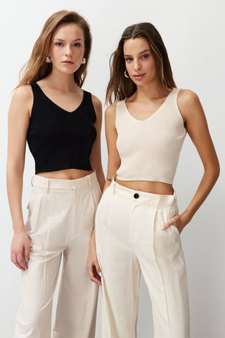 2 crop tops - Noir et écru