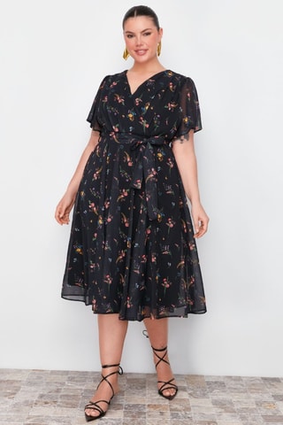 Robe midi - Noir et jaune