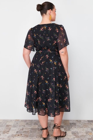 Robe midi - Noir et jaune