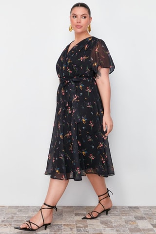 Robe midi - Noir et jaune
