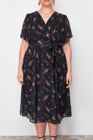 Robe midi - Noir et jaune