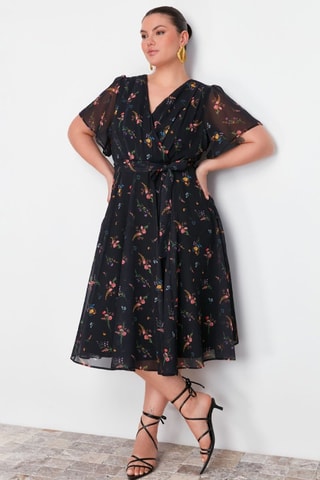 Robe midi - Noir et jaune