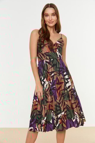 Robe midi - Kaki et violet
