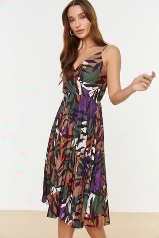 Robe midi - Kaki et violet