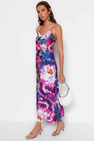 Robe longue - Bleu foncé et violet