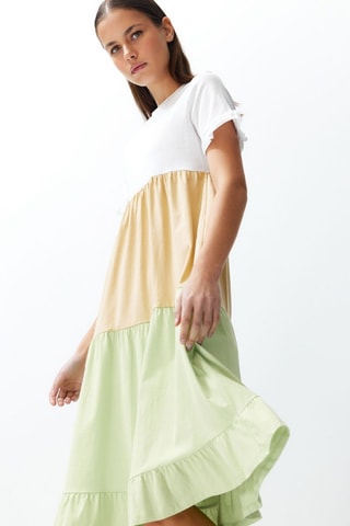 Robe patineuse - Vert clair et marron clair