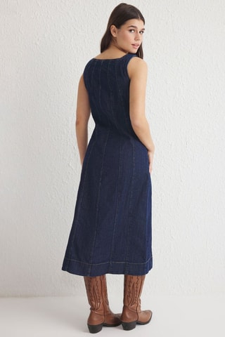 Robe midi en jean - Bleu foncé