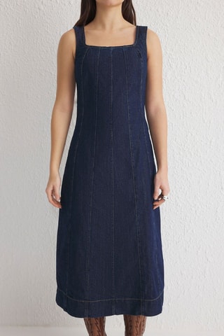 Robe midi en jean - Bleu foncé