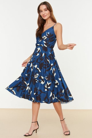 Robe plissée - Bleu marine