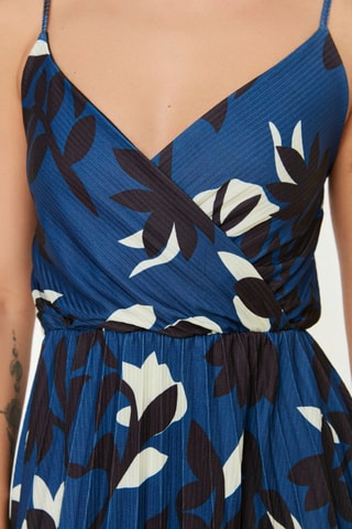 Robe plissée - Bleu marine