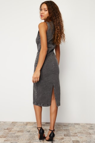 Robe midi en jean - Anthracite