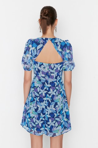 Robe patineuse fleurie - Bleu