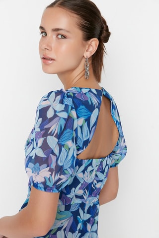Robe patineuse fleurie - Bleu