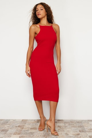 Robe fourreau - Rouge