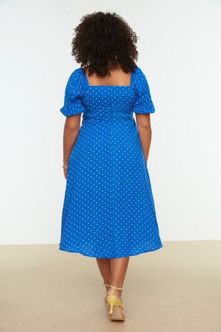 Robe midi - Turquoise et blanc