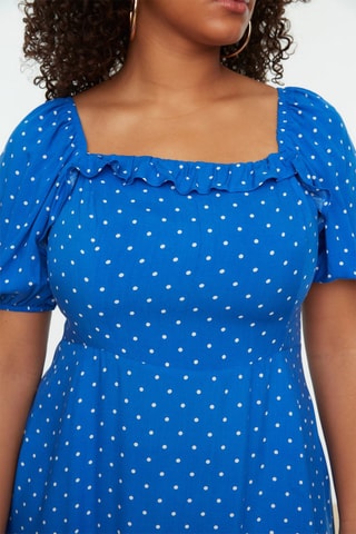 Robe midi - Turquoise et blanc