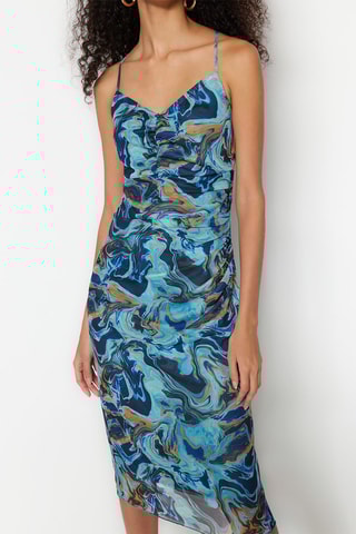 Robe droite tie and dye - Bleu