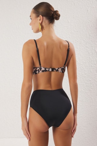 Maillot 2 pièces taille haute - Blanc et noir