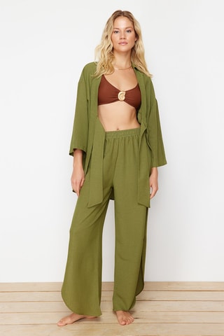 Chemisier noué et pantalon - Kaki