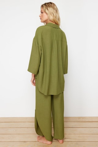 Chemisier noué et pantalon - Kaki