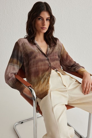 Chemisier tie and dye - Jaune et taupe