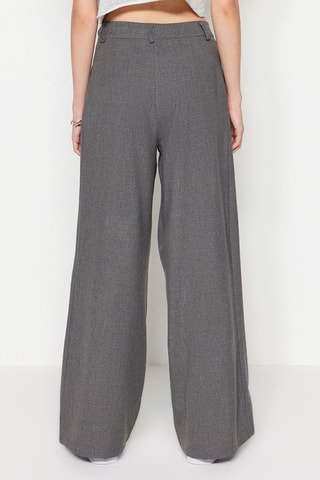Pantalon palazzo taille haute - Gris foncé