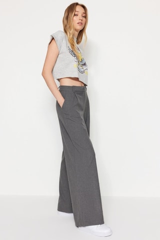 Pantalon palazzo taille haute - Gris foncé