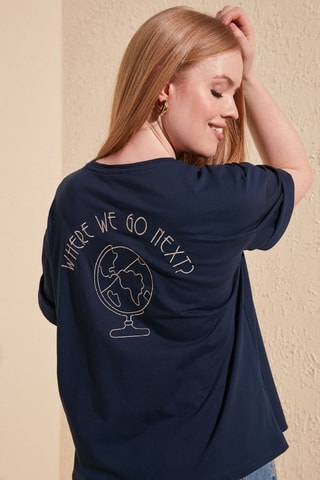 T-shirt relaxed - Bleu marine